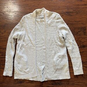 Loft Cream Textured Open Front Cardigan Size Medium